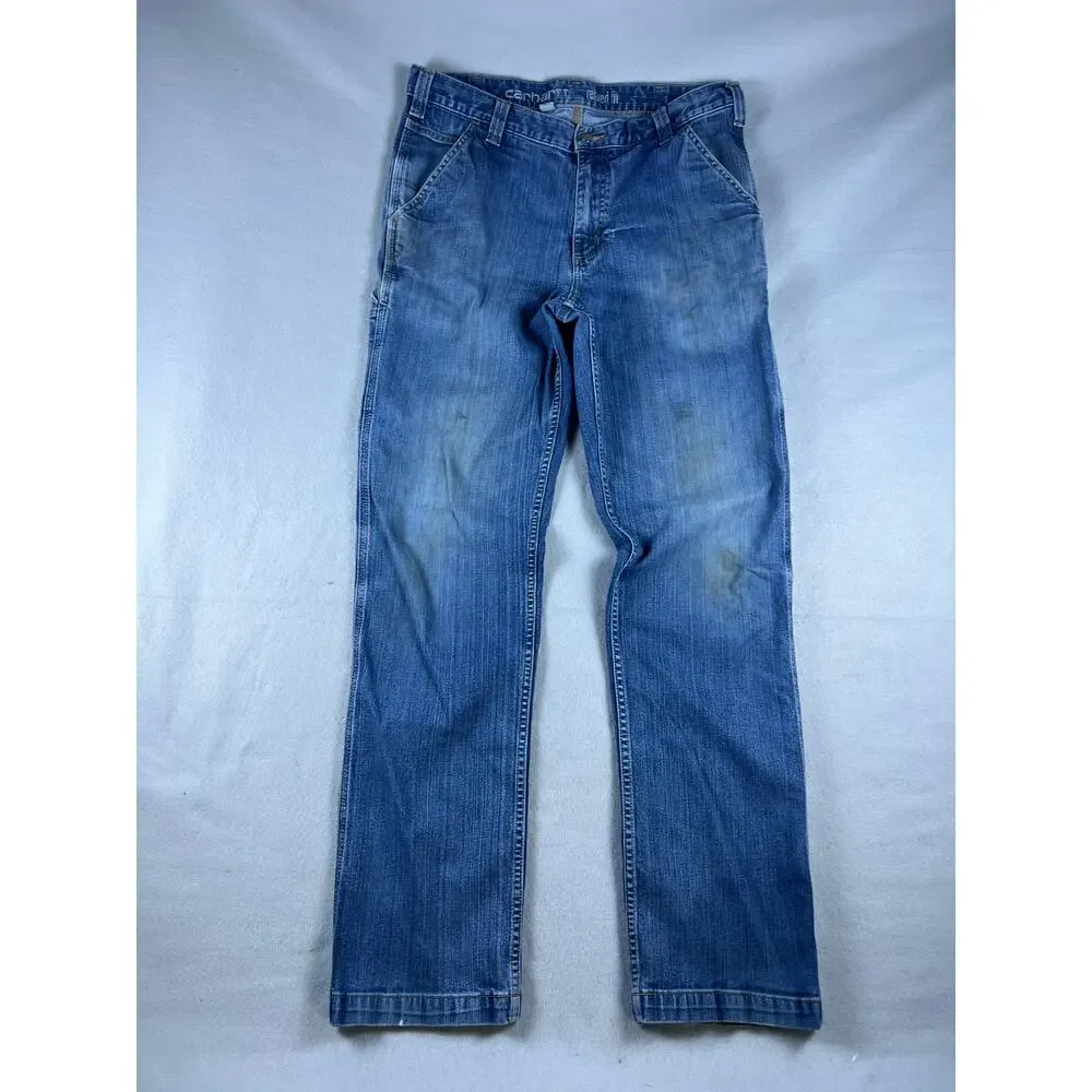 Carhartt Denim Jeans 36x34 Relaxed Fit Baggy Dark wash Work wear carpenter
